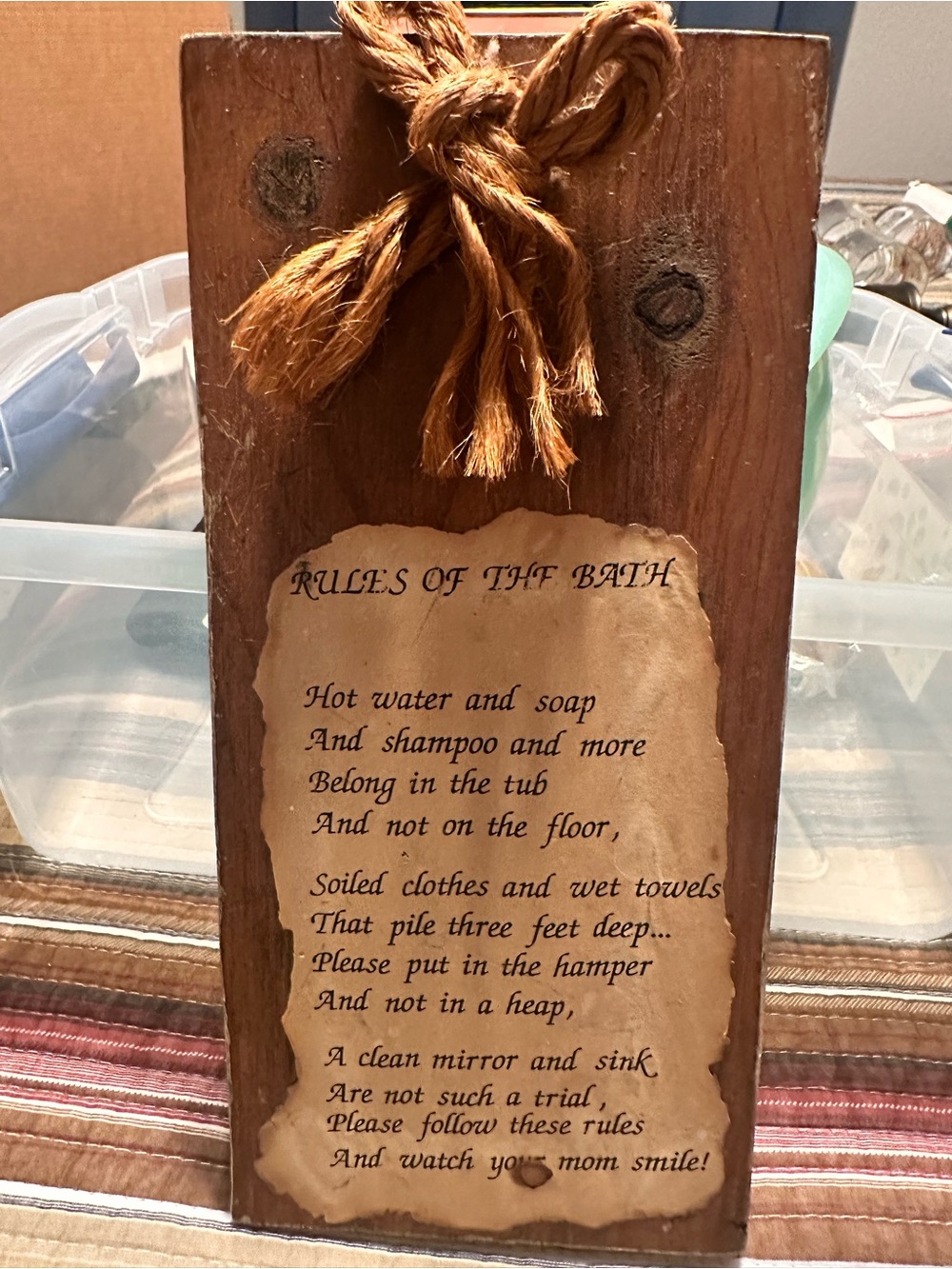 Rustic Wood 'Rules of the Bath' Wall Plaque - Brown